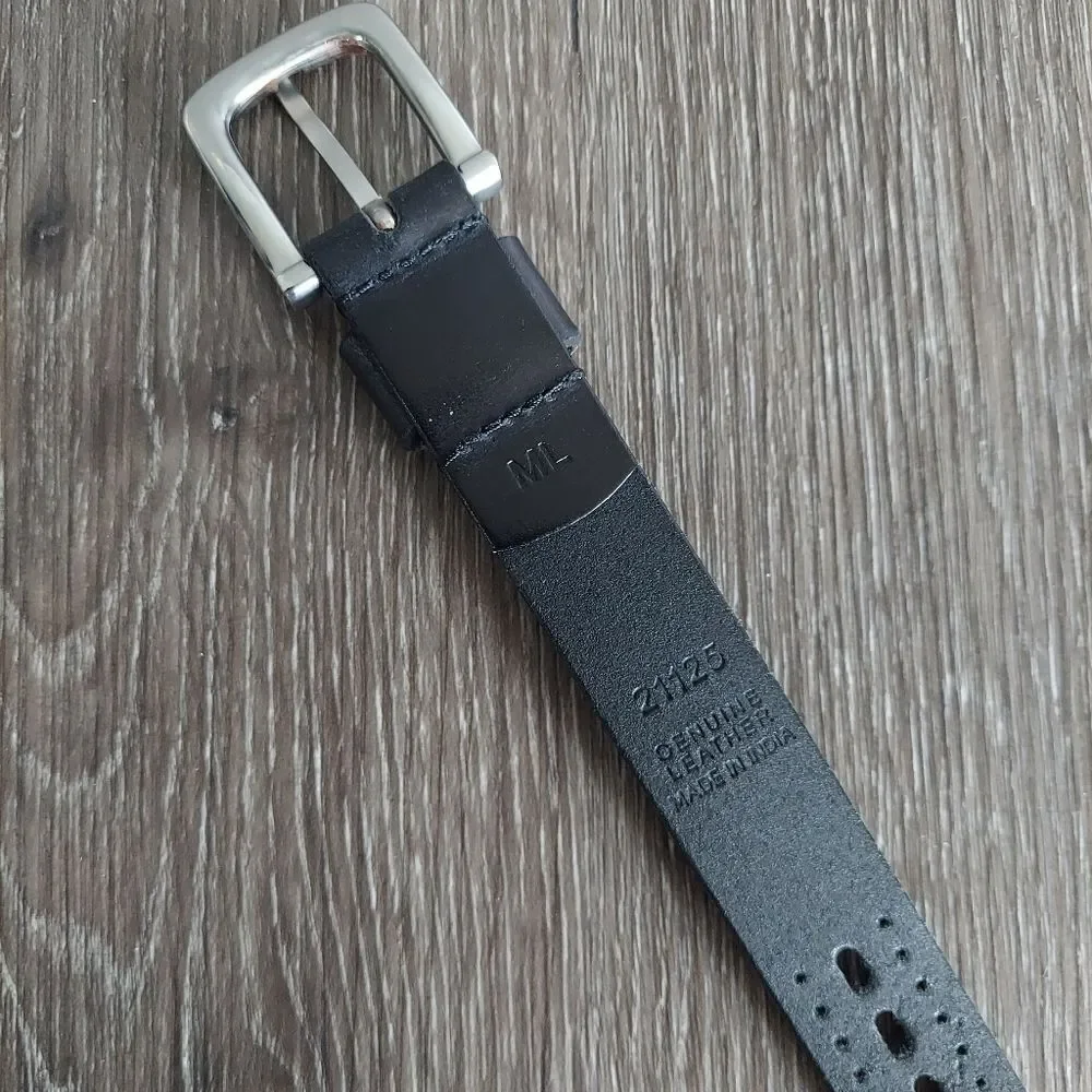 Black Perforated Leather Belt Medium/Large